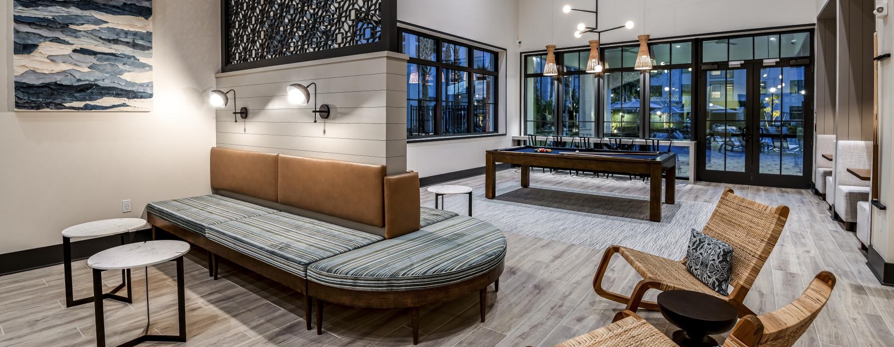 gorgeous resident lounge at Casero apartments in Miami