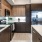 a kitchen with wooden cabinets