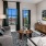 a living room with a large window